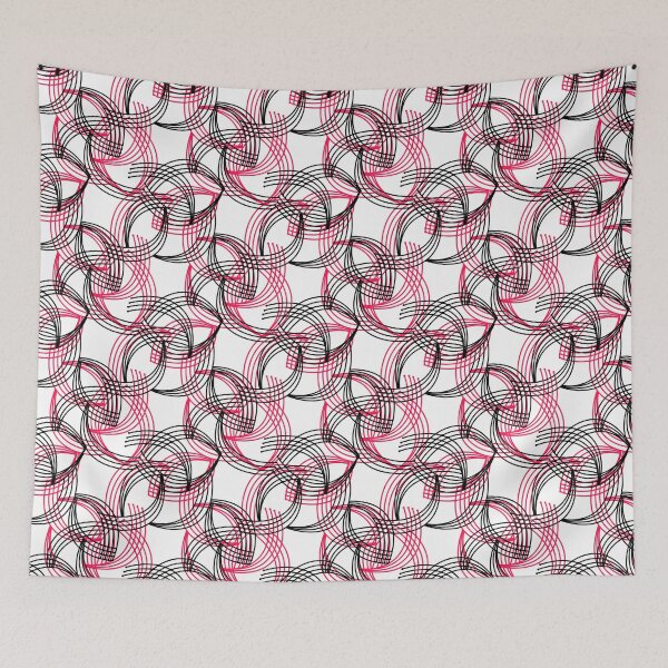 Item preview, Black red curves curved stripes on white  designed and sold by fuzzyfox.