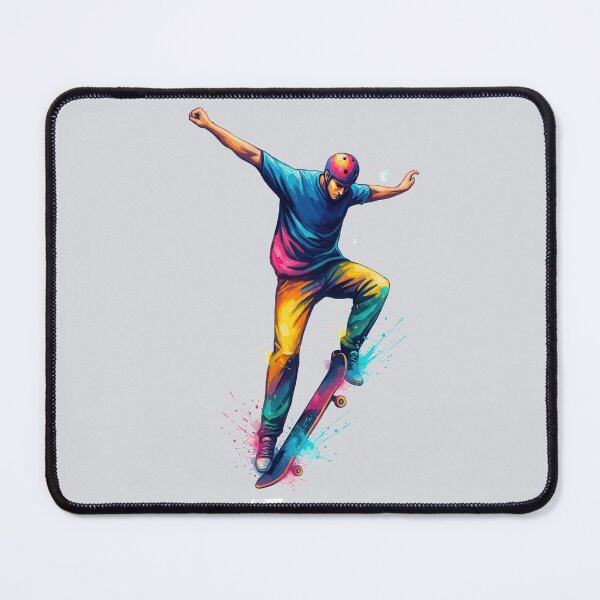 Item preview, Skateboarder Mid-air Trick Colorful Neon Splatter Art designed and sold by Snap2Art.
