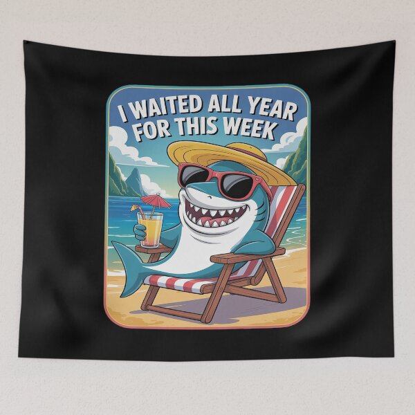 Item preview, i waited all year for this week meme funny shark lover ocean designed and sold by velltoons.
