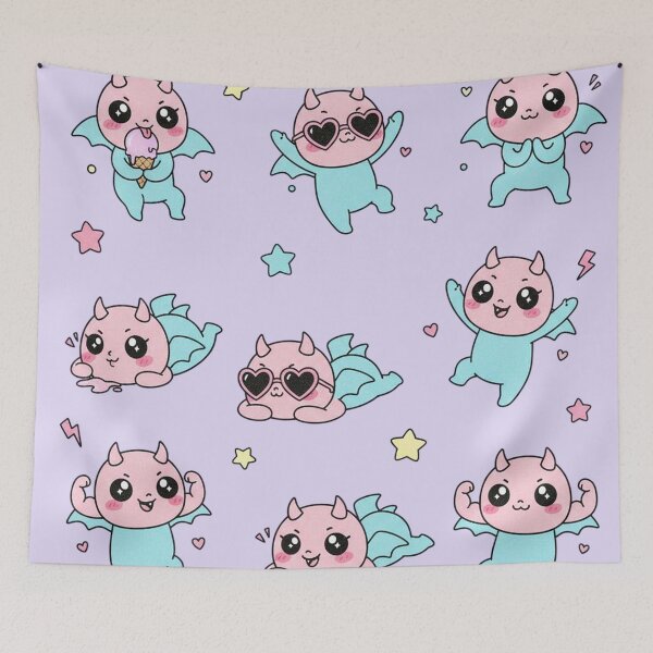 Item preview, Pastel Kawaii Devil Pattern designed and sold by EsenciaZen.