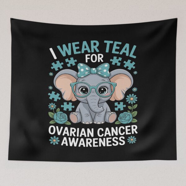Item preview, I Wear Teal for Ovarian Cancer Awareness Women Teal Elephant designed and sold by FndPardaL.