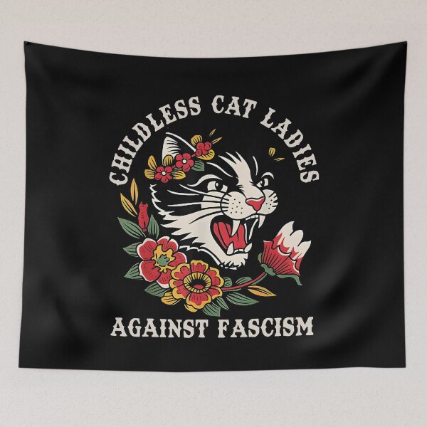 Item preview, Childless Cat Ladies Against Fascism  designed and sold by PugPuppyLife.