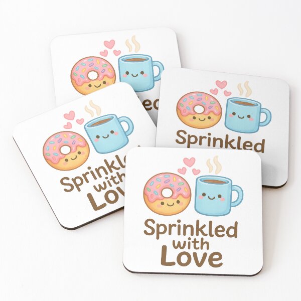 Item preview, Sprinkled with Love – Cute Donut and Coffee Kawaii Design designed and sold by inkoutninja.