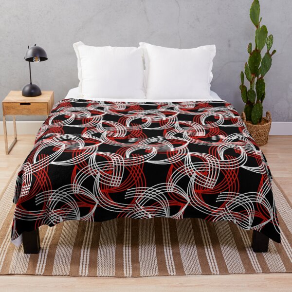 Item preview, Red and white curved curved stripes on black designed and sold by fuzzyfox.