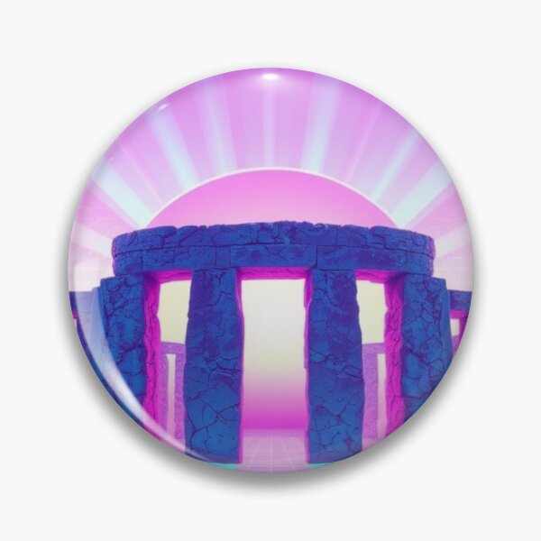 Artikelvorschau, Vaporwave Stonehenge Neon Sunset - Retro Synthwave Digital Art Print entworfen und verkauft von EllDAV777.