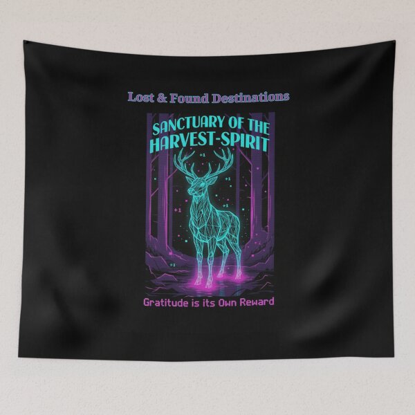Item preview, SANCTUARY OF THE HARVEST-SPIRIT: Ethereal Digital Stag - Synth-wave Gratitude Lore designed and sold by ThreadEclectic.