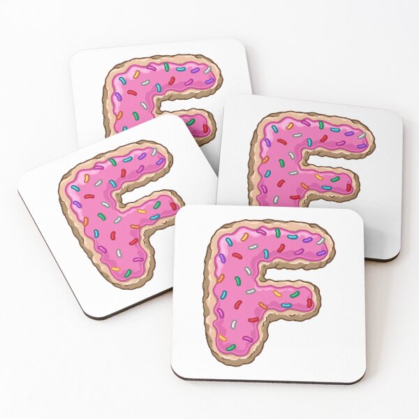 Item preview, Delicious Sweet Letter F Donut Cartoon Graphic Illustration with Pink Icing and Sprinkles designed and sold by ghinan.