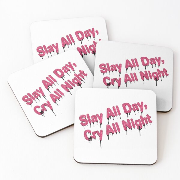 Item preview, Slay All Day Cry All Night Pink Glitter Quote Sticker designed and sold by Greemo03.