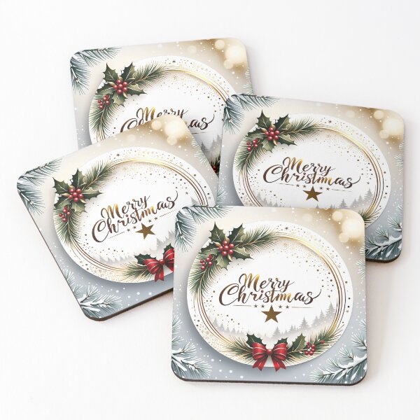 Item preview, Golden Christmas wreath with holly berries pine branches and festive winter scene designed and sold by Mimoshi ⭐⭐⭐⭐⭐.