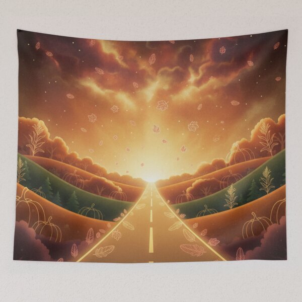 Item preview, THE HOMECOMING HIGHWAY: Ethereal Thanksgiving Journey - Golden Autumn Road - Kinship Lore designed and sold by ThreadEclectic.