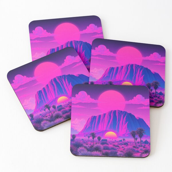 Item preview, Vaporwave Uluru Sunset Art Print - Neon Pink Purple Synthwave Desert Landscape designed and sold by EllDAV777.