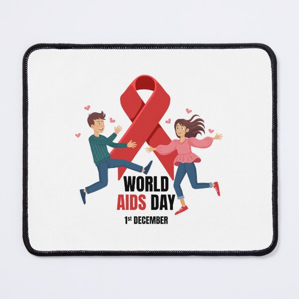 Item preview, World AIDS Day Awareness Design Showing Happy Couple and Red Ribbon Support Symbol designed and sold by ghinan.