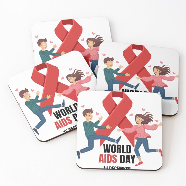 Item preview, World AIDS Day Awareness Design Showing Happy Couple and Red Ribbon Support Symbol designed and sold by ghinan.