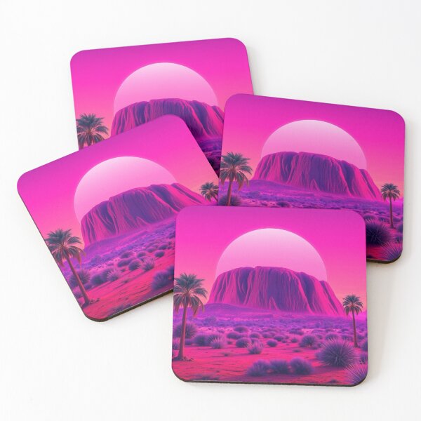 Item preview, Vibrant Pink Uluru Sunset Synthwave Art Print - Retro Futuristic Australian Desert Landscape designed and sold by EllDAV777.