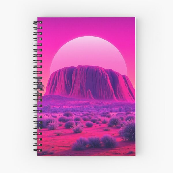 Item preview, Vibrant Pink Uluru Sunset Synthwave Art Print - Retro Futuristic Australian Desert Landscape designed and sold by EllDAV777.