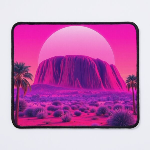 Item preview, Vibrant Pink Uluru Sunset Synthwave Art Print - Retro Futuristic Australian Desert Landscape designed and sold by EllDAV777.