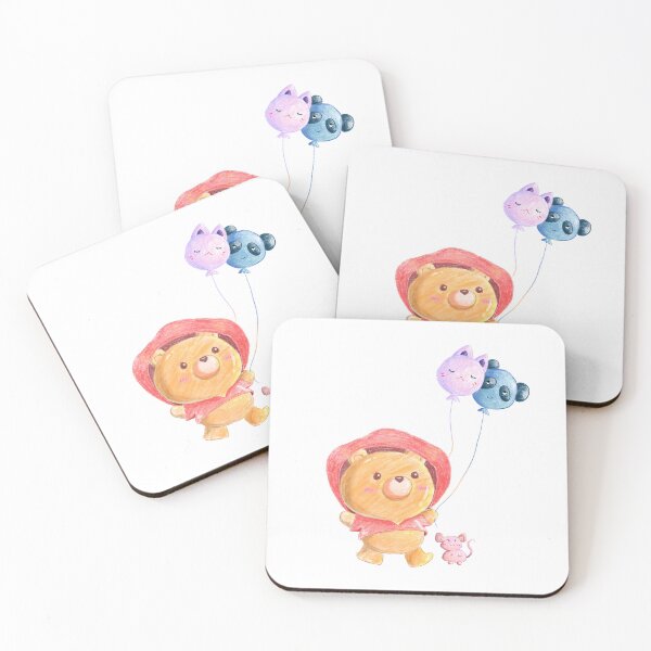 Item preview, Yellow bear with animal ballons designed and sold by NakeeNakaa.