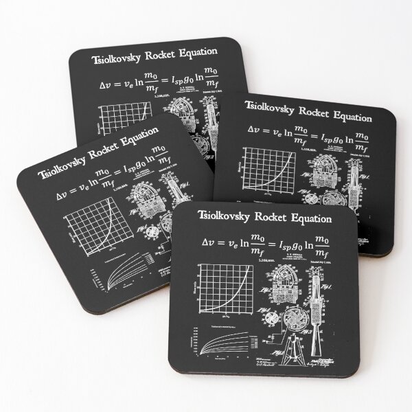 Item preview, Nerdy Vintage Tsiolkovsky Rocket Equation Science Teacher White Text designed and sold by MathWare MathClips.