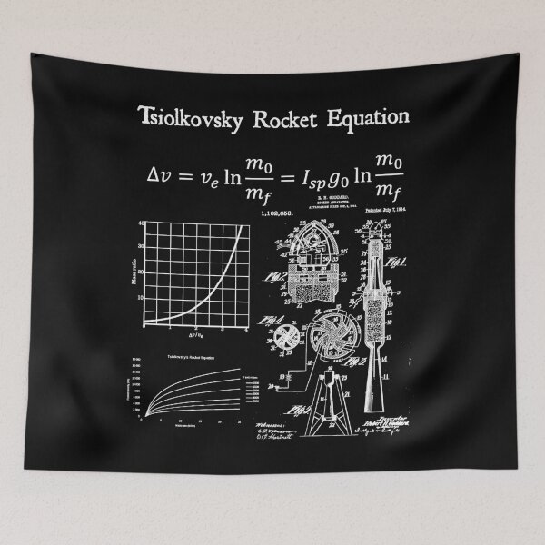 Item preview, Nerdy Vintage Tsiolkovsky Rocket Equation Science Teacher White Text designed and sold by MathWare MathClips.