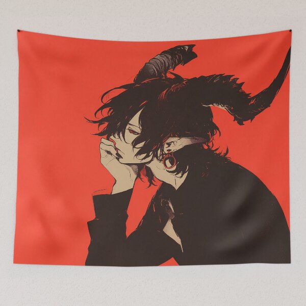 Item preview, Brooding Demon Boy – Stylized Dark Fantasy Art designed and sold by Skolyak.