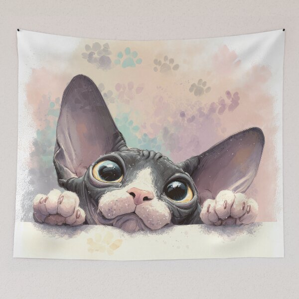 Item preview, Sphynx Cat Peeking over Wall 02 designed and sold by Elisabeth Lucas.
