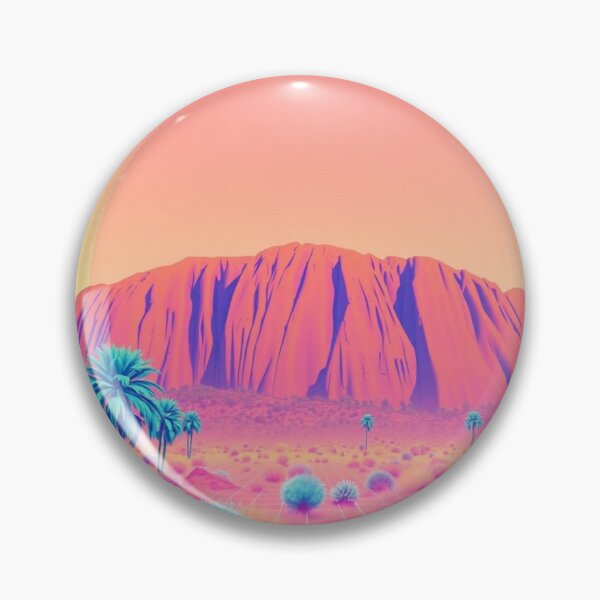 Item preview, Vaporwave Uluru Sunset Art Print - Synthwave Ayers Rock with Palm Trees Retro 80s Poster designed and sold by EllDAV777.