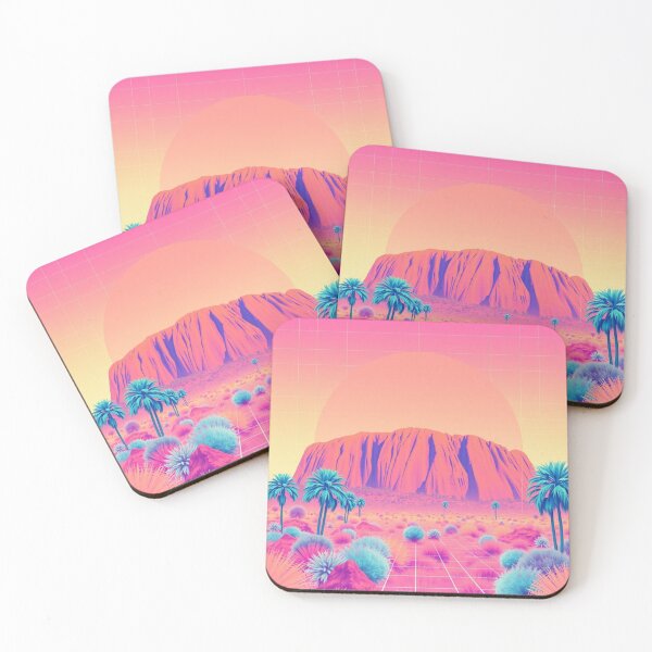 Item preview, Vaporwave Uluru Sunset Art Print - Synthwave Ayers Rock with Palm Trees Retro 80s Poster designed and sold by EllDAV777.