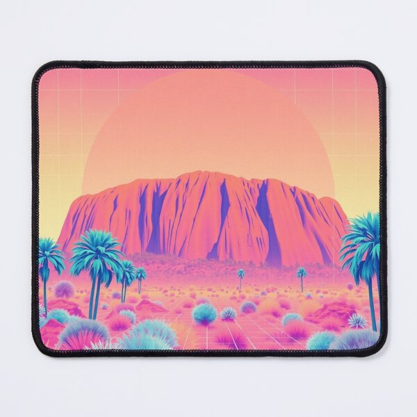 Item preview, Vaporwave Uluru Sunset Art Print - Synthwave Ayers Rock with Palm Trees Retro 80s Poster designed and sold by EllDAV777.