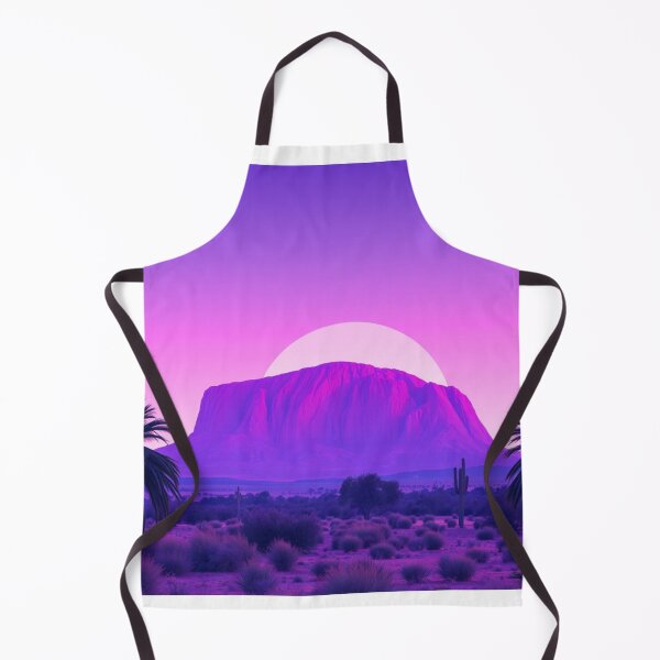 Item preview, Vaporwave Uluru Sunset Art Print - Synthwave Purple Ayers Rock with Palm Trees and Cactus designed and sold by EllDAV777.