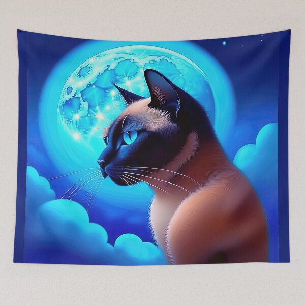 Item preview, Beautiful Siamese Cat In The Monnlight designed and sold by LanaGustavsson.