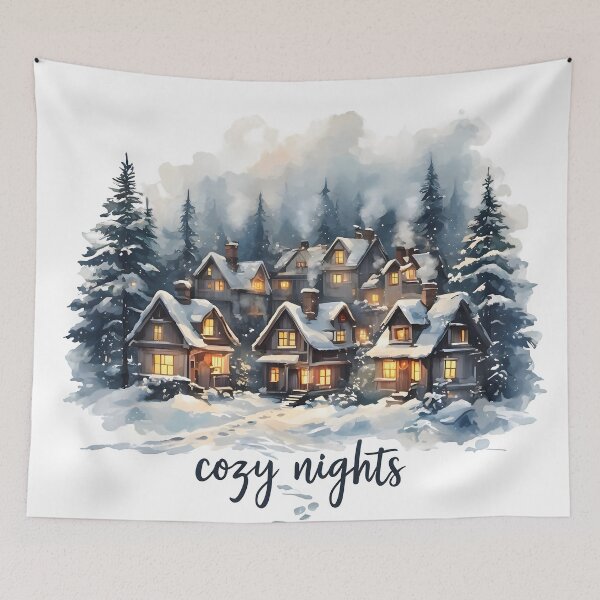 Item preview, snowfall, cozy, nights, winter, snow, cozy nights designed and sold by TrueArtVibes.