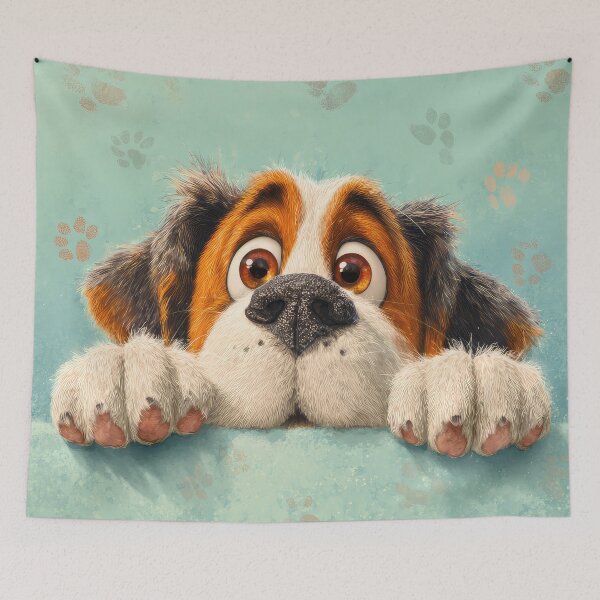 Item preview, St Bernard Peeking over Wall 01 designed and sold by Elisabeth Lucas.