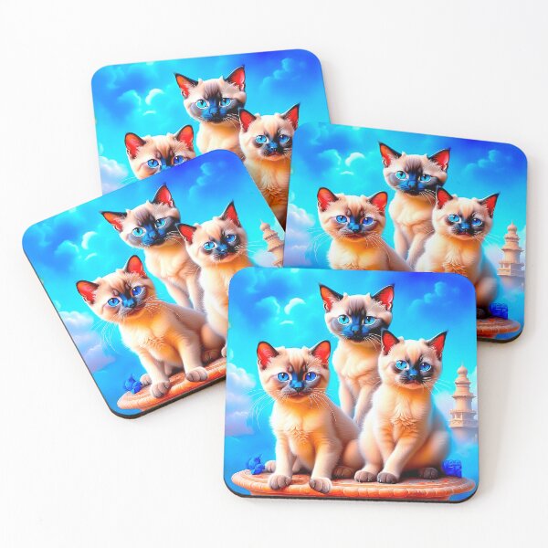 Item preview, Three Cute Kawaii Siamese Kitten In Vintage Style designed and sold by LanaGustavsson.