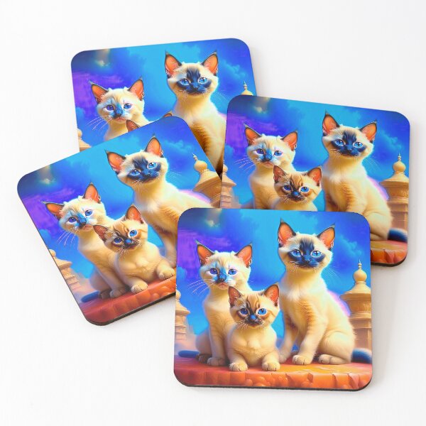 Item preview, Three Cute Kawaii Siamese Kitten In Vintage Style designed and sold by LanaGustavsson.