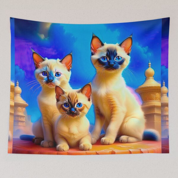 Item preview, Three Cute Kawaii Siamese Kitten In Vintage Style designed and sold by LanaGustavsson.