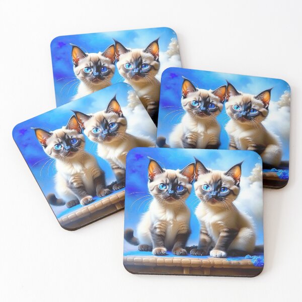Item preview, Two Cute Kawaii Siamese Kitten In Vintage Style designed and sold by LanaGustavsson.