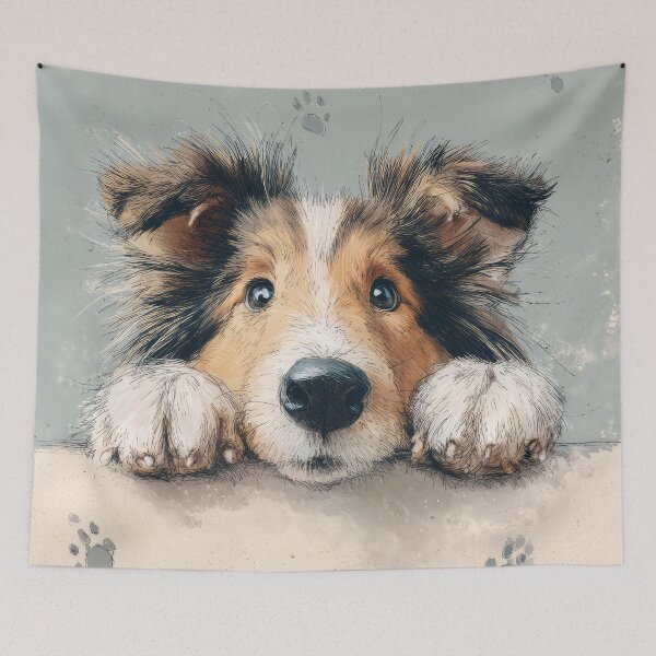 Item preview, Sheltie Peeking over Wall 02 designed and sold by Elisabeth Lucas.