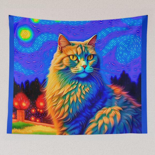 Item preview, A Beautiful Red Cat In The Style Of Van Gogh Oil Painting designed and sold by LanaGustavsson.