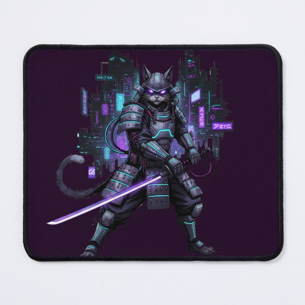 Item preview, Neon Samurai Cat – Cyberpunk Warrior designed and sold by SoftgroveStudio.
