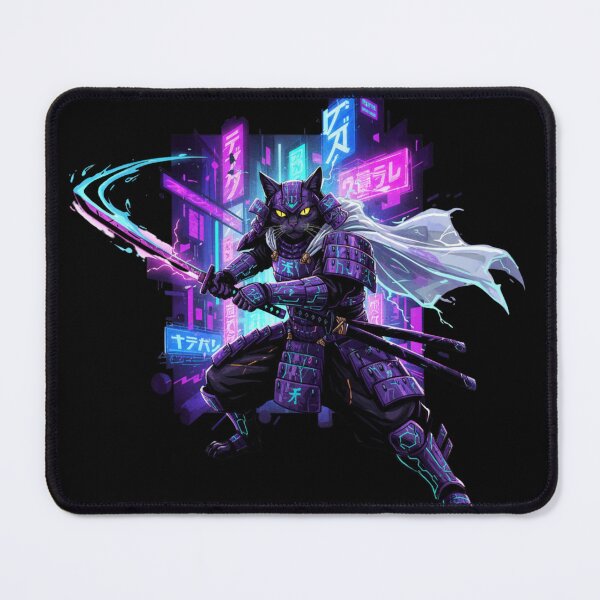 Item preview, Neon Samurai Cat with Katana designed and sold by SoftgroveStudio.