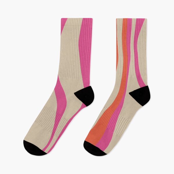 Item preview, Retro Lounge Mid Century Modern Striped Ogee Pattern in Hot Pink Orange Beige designed and sold by kierkegaard.