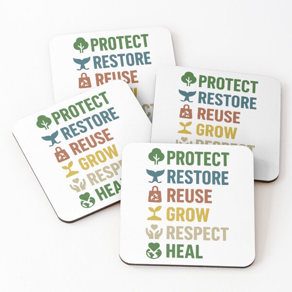 Item preview, Protect Restore Reuse Grow Respect Heal – Eco-Friendly Earth Quote Design designed and sold by inkoutninja.