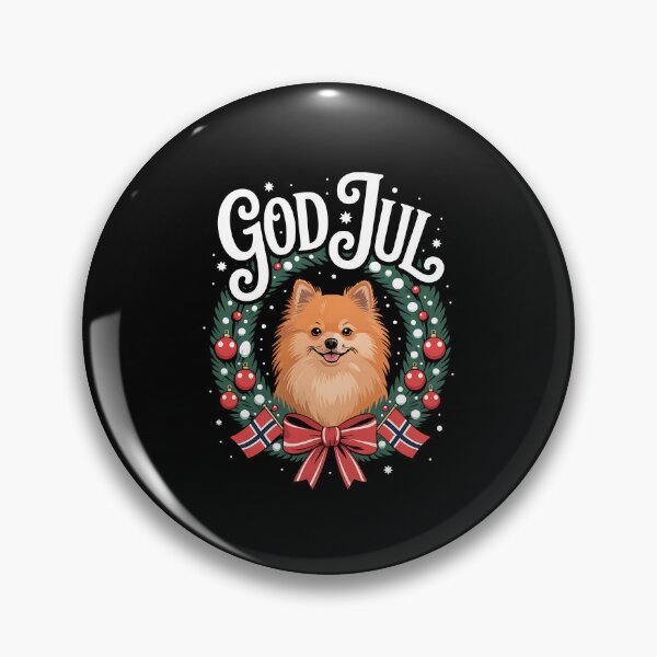 Item preview, God Jul Norwegian Pomeranian Dog Christmas designed and sold by BakeryDozen.
