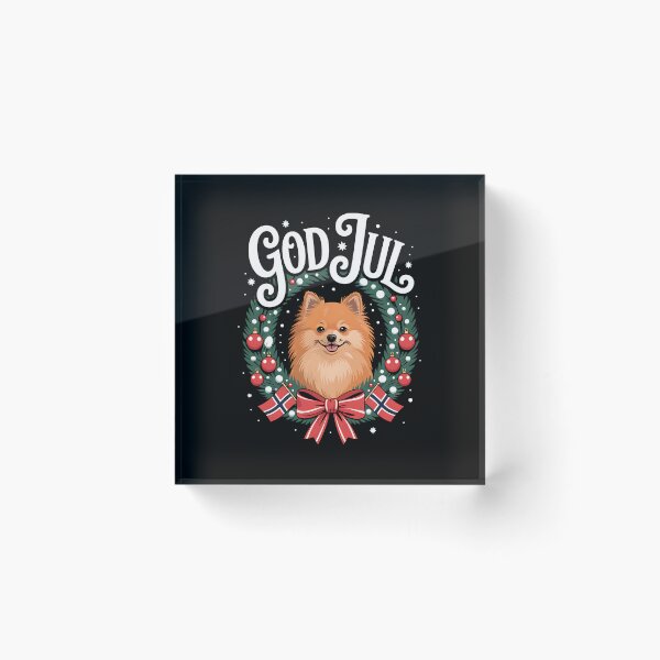 Item preview, God Jul Norwegian Pomeranian Dog Christmas designed and sold by BakeryDozen.