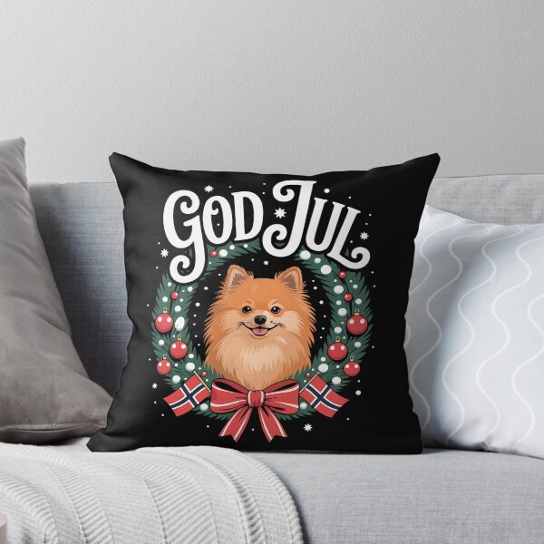 Item preview, God Jul Norwegian Pomeranian Dog Christmas designed and sold by BakeryDozen.