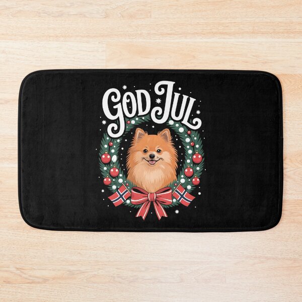 Item preview, God Jul Norwegian Pomeranian Dog Christmas designed and sold by BakeryDozen.