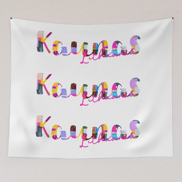 Item preview, Kaunas, Lithuania, Vibrant Abstract City Typography Art designed and sold by Wanderful-roads.