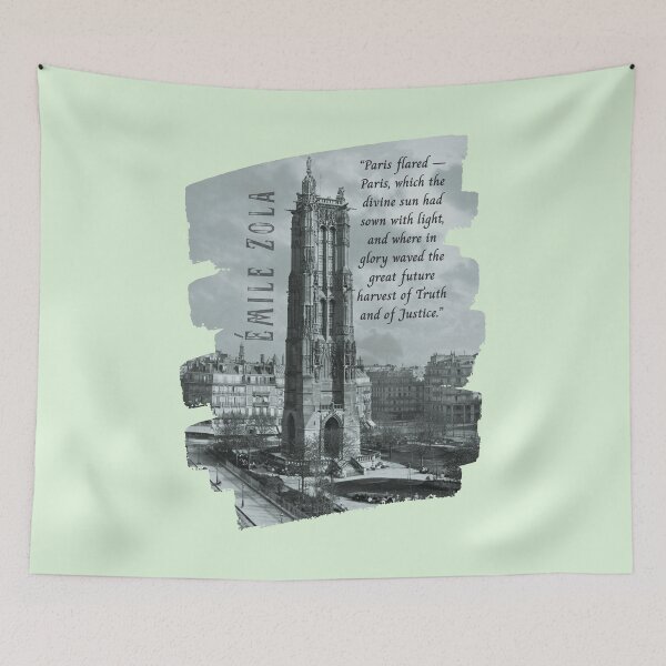 Item preview, Émile Zola quote: “Paris flared — Paris, which the divine sun had sown with light, and where in glory waved the great future harvest of Truth and of Justice.” designed and sold by artbleed.