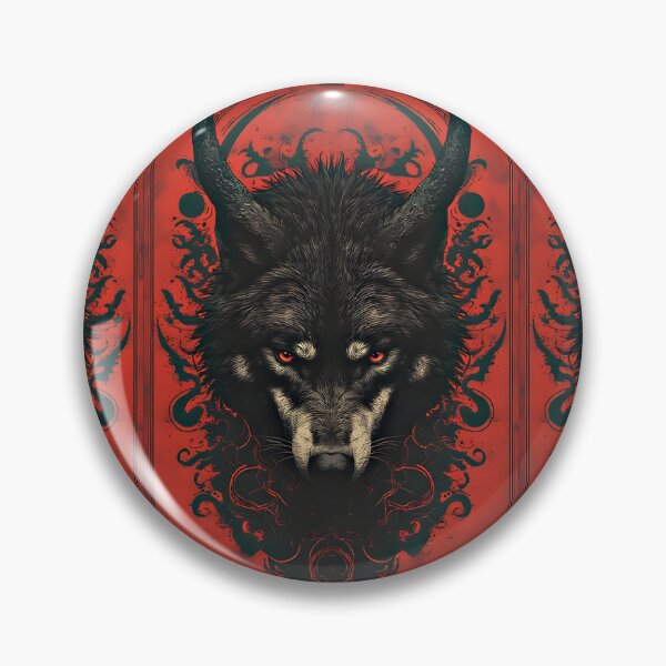 Item preview, Ritual Horned Wolf – Black Alpha on Red Ceremonial Crest designed and sold by Neer arts.