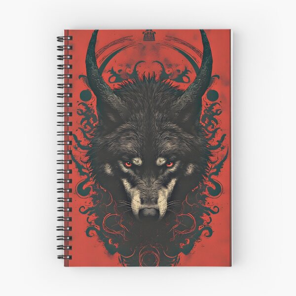 Item preview, Ritual Horned Wolf – Black Alpha on Red Ceremonial Crest designed and sold by Neer arts.